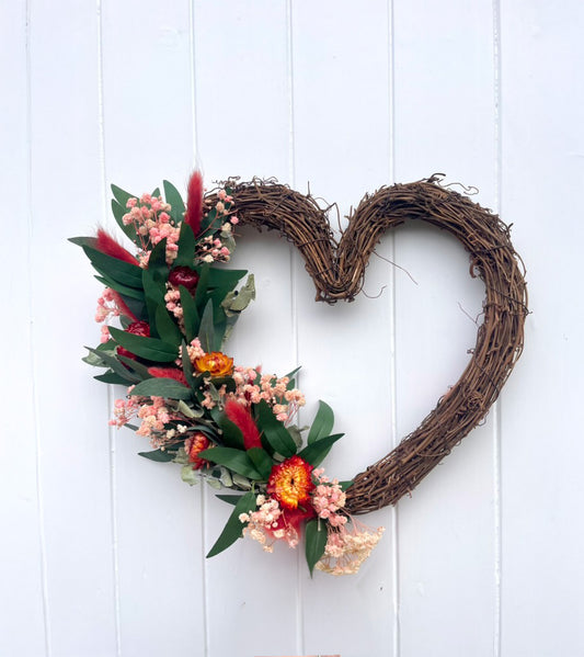 Half Moon Heart Dried Wreath